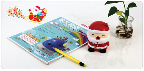 【得力0678 圣誕老人手搖削筆器 卷筆刀 削筆機 轉(zhuǎn)筆刀 筆刨】價格,廠家,圖片,削筆器/削筆刀,上海荊陽文教用品-