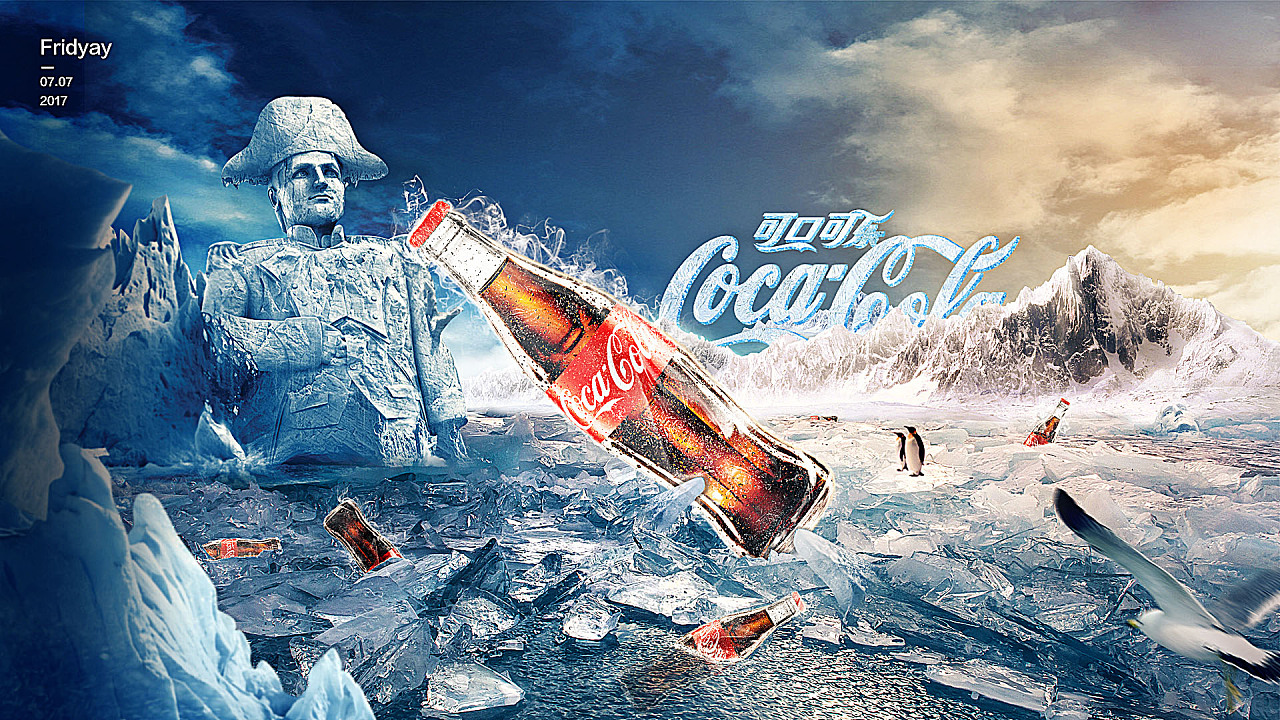 冰雪奇境，暢享可口可樂 冬季主題海報廣告設計